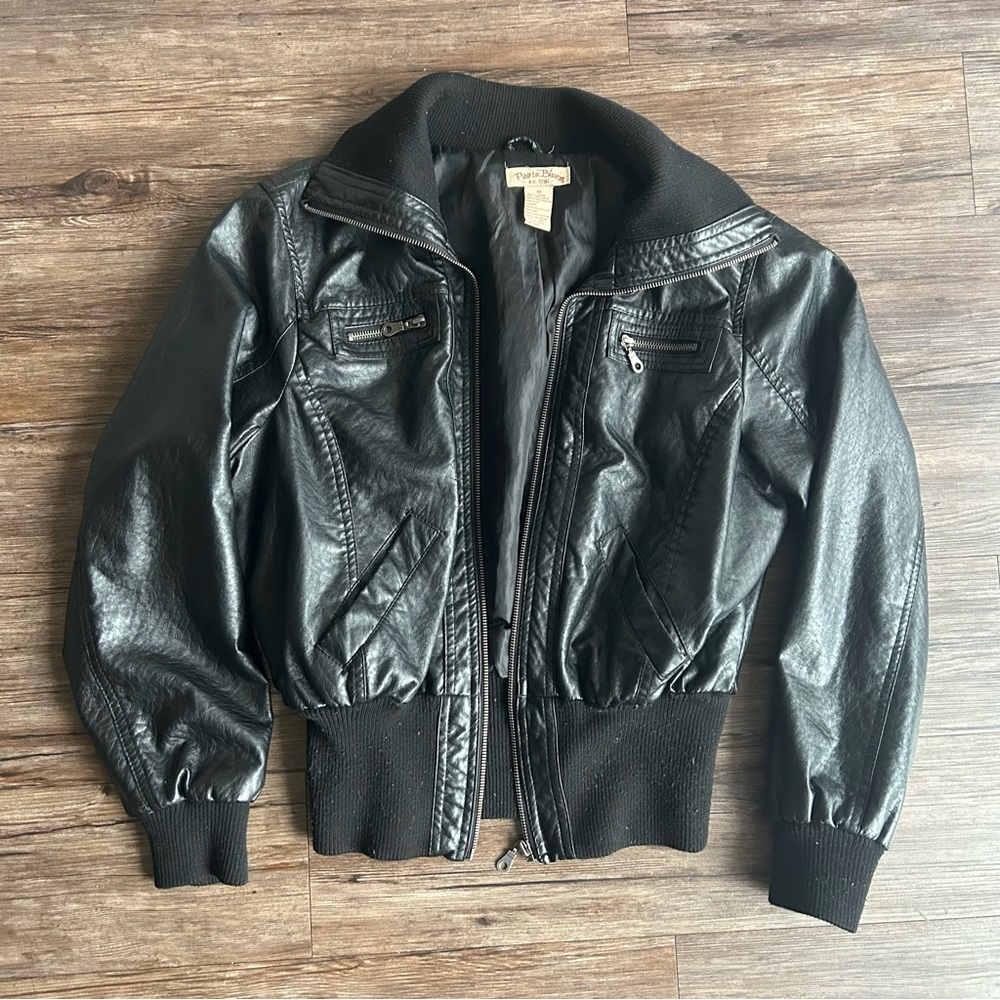 Paris Blues, Black Leather Bomber Jacket